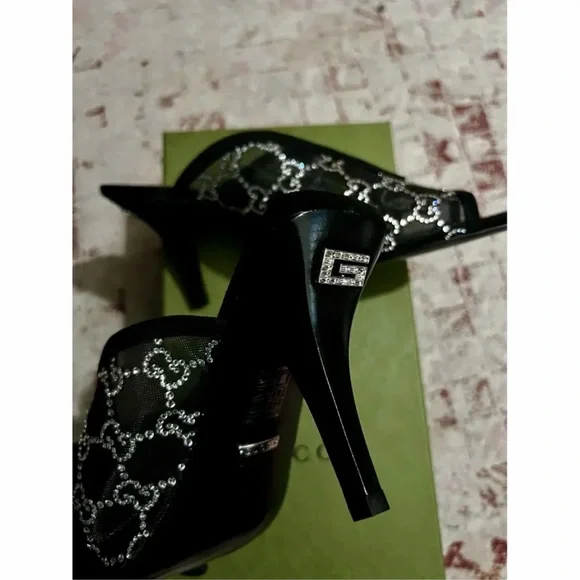 New💕Gucci Black Embellished Slides - Picture 6 of 8